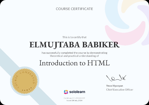 HTML Certificate