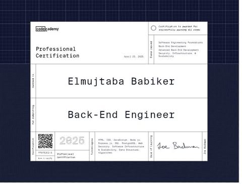 BackEnd Certificate